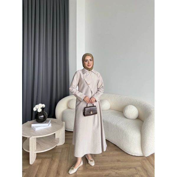 Tb - Nebal Gold Düğmeli Cupra Takım - Bej