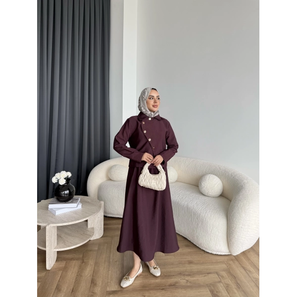 Tb - Nebal Gold Düğmeli Cupra Takım - Bordo