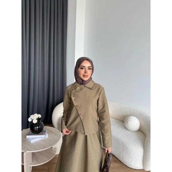 Tb - Nebal Gold Düğmeli Cupra Takım - Yeşil