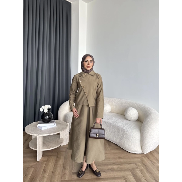 Tb - Nebal Gold Düğmeli Cupra Takım - Yeşil