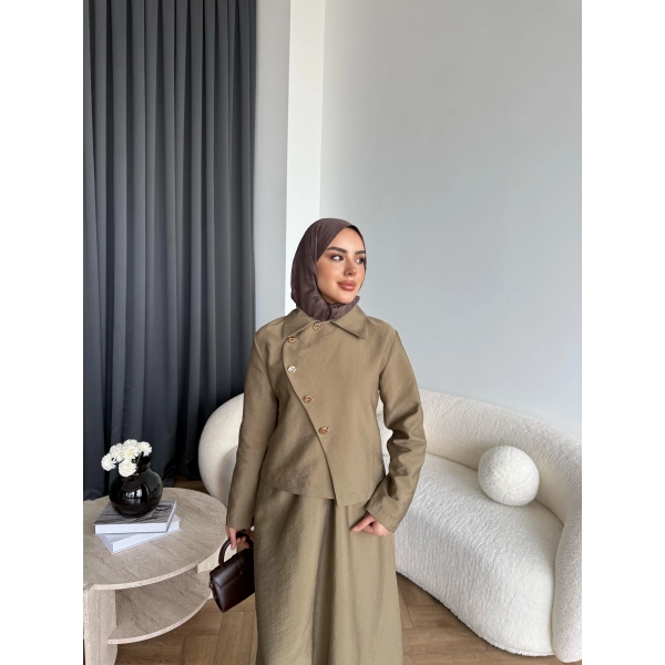 Tb - Nebal Gold Düğmeli Cupra Takım - Yeşil