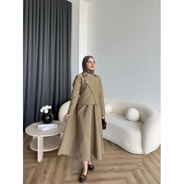 Tb - Nebal Gold Düğmeli Cupra Takım - Yeşil