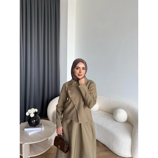 Tb - Nebal Gold Düğmeli Cupra Takım - Yeşil