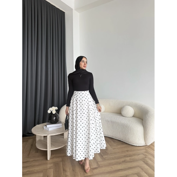 Tb - Ponpon Desen Etek - Beyaz