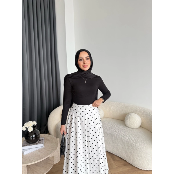 Tb - Ponpon Desen Etek - Beyaz