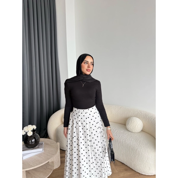 Tb - Ponpon Desen Etek - Beyaz