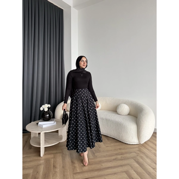 Tb - Ponpon Desen Etek - Siyah