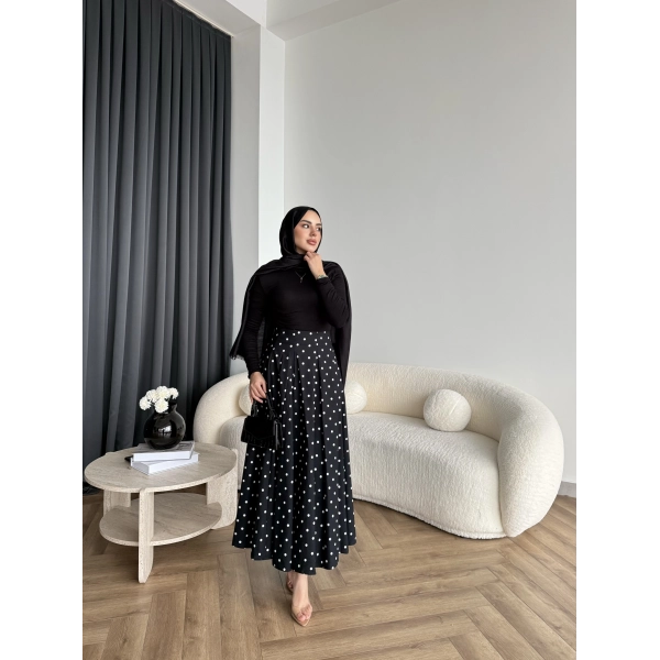 Tb - Ponpon Desen Etek - Siyah