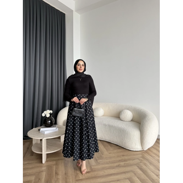 Tb - Ponpon Desen Etek - Siyah