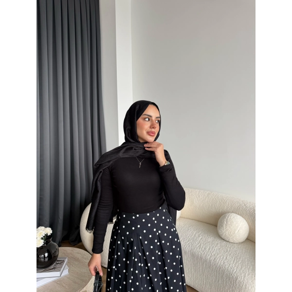 Tb - Ponpon Desen Etek - Siyah