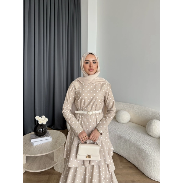 Tb - Ponpon Kat Kat Elbise - Bej