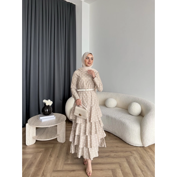 Tb - Ponpon Kat Kat Elbise - Bej