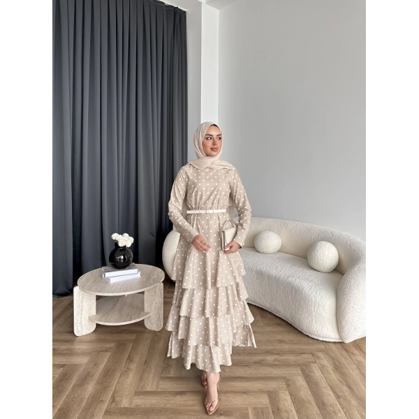 Tb - Ponpon Kat Kat Elbise - Bej