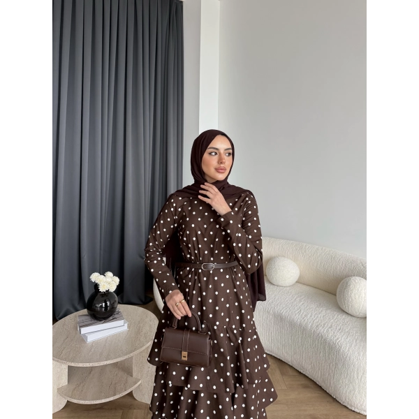 Tb - Ponpon Kat Kat Elbise - Kahve