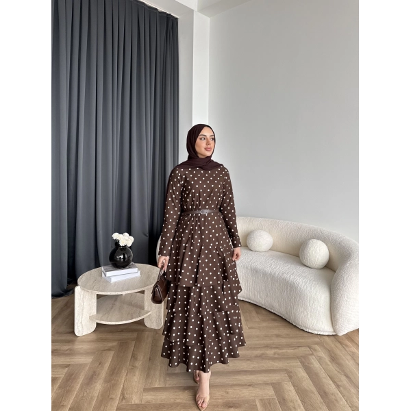 Tb - Ponpon Kat Kat Elbise - Kahve