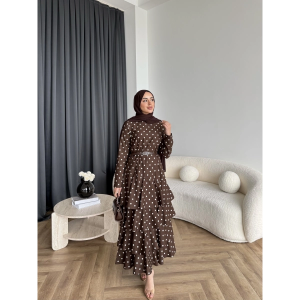 Tb - Ponpon Kat Kat Elbise - Kahve