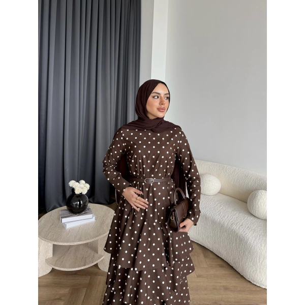 Tb - Ponpon Kat Kat Elbise - Kahve