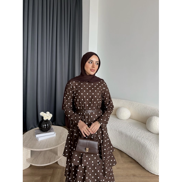 Tb - Ponpon Kat Kat Elbise - Kahve