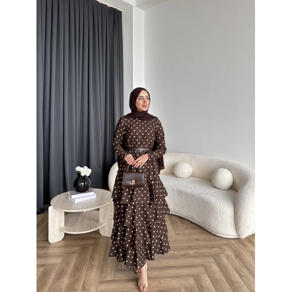 Tb - Ponpon Kat Kat Elbise - Kahve