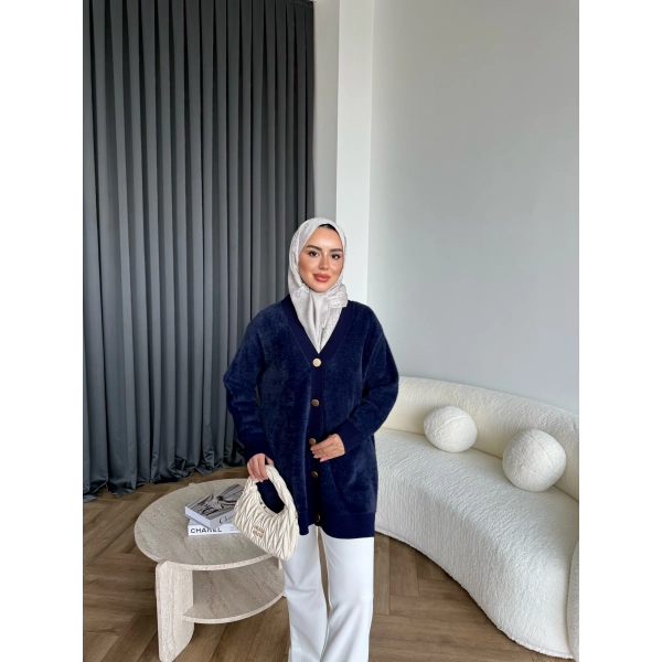 Viona Tüylü Hırka - Lacivert