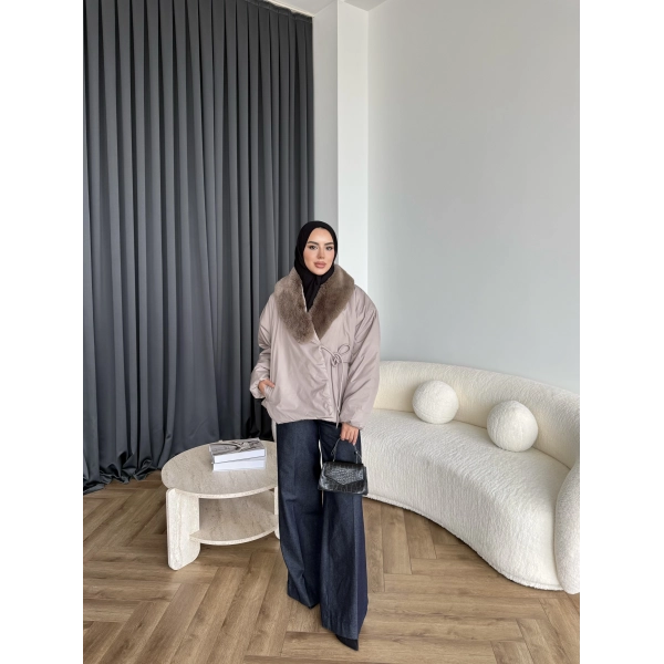 Wilma Kürk Detaylı Mont - Vizon