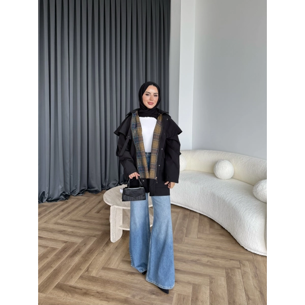 Winter Premium Lüx Trençkot - Siyah