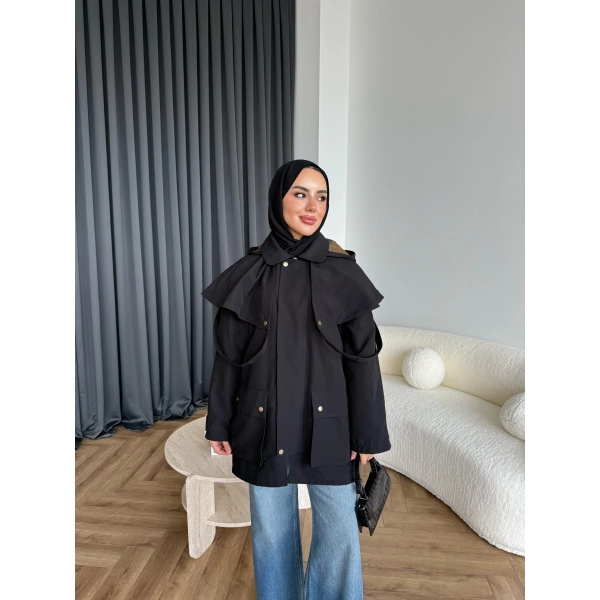 Winter Premium Lüx Trençkot - Siyah