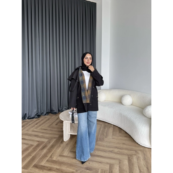 Winter Premium Lüx Trençkot - Siyah