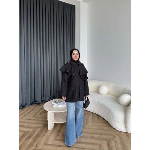 Winter Premium Lüx Trençkot - Siyah