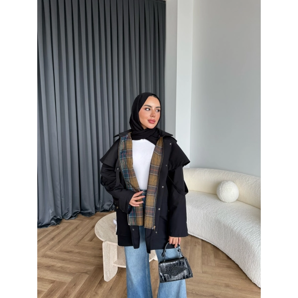 Winter Premium Lüx Trençkot - Siyah