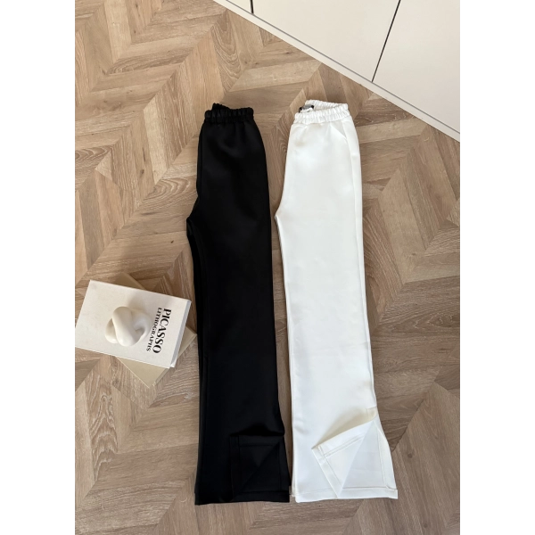 Yanı Kesik Paça Scuba Pantolon - Beyaz