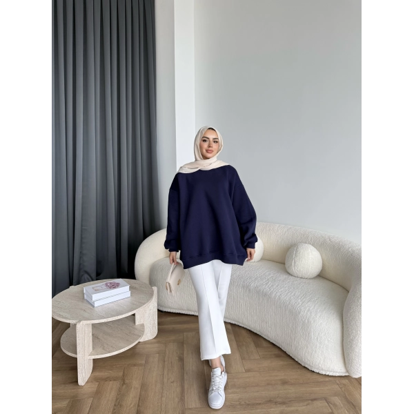 Yds-Oversize 3 İplik Sweat - Lacivert