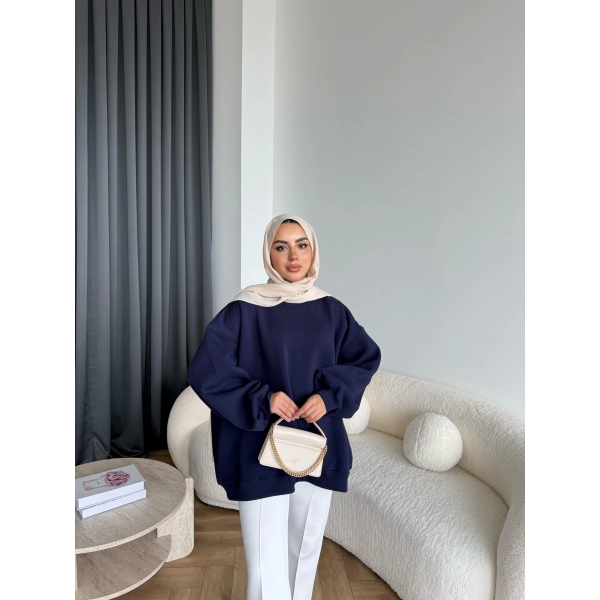 Yds-Oversize 3 İplik Sweat - Lacivert