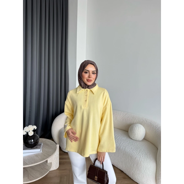 Yds - Petra Düğmeli Sweatshırt - Sarı