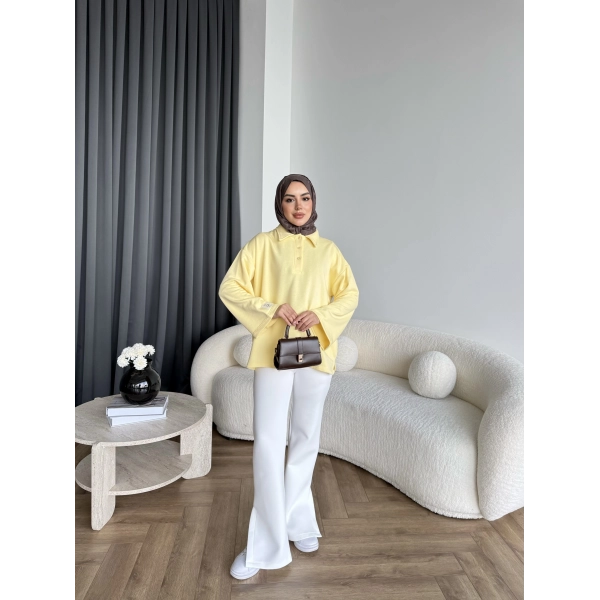 Yds - Petra Düğmeli Sweatshırt - Sarı