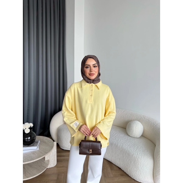 Yds - Petra Düğmeli Sweatshırt - Sarı