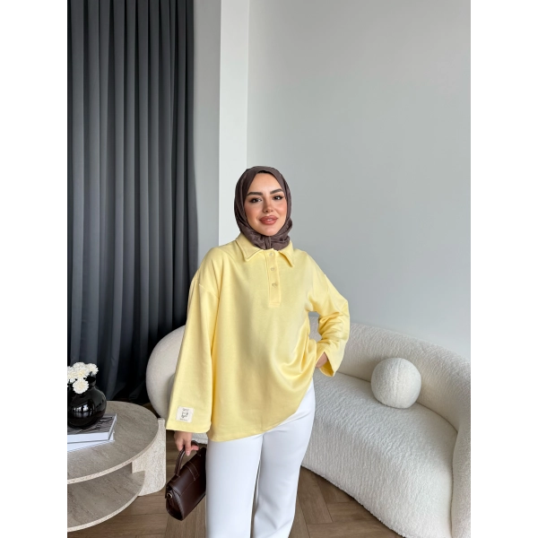 Yds - Petra Düğmeli Sweatshırt - Sarı