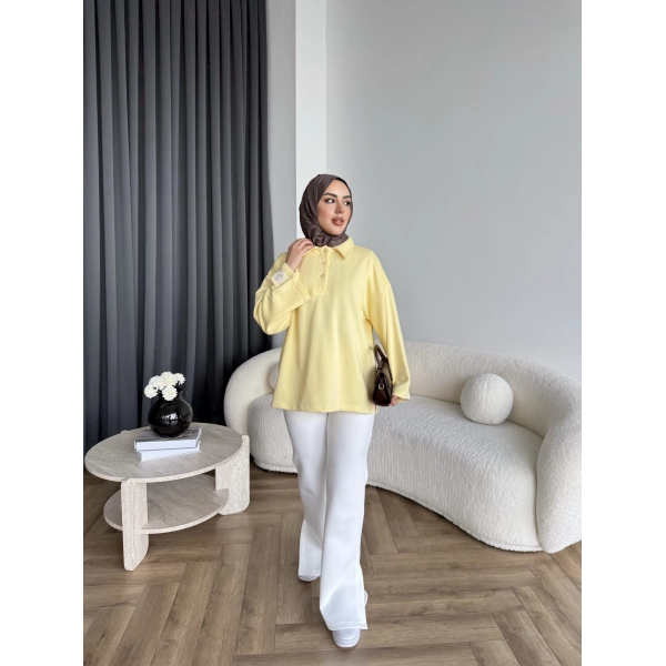 Yds - Petra Düğmeli Sweatshırt - Sarı