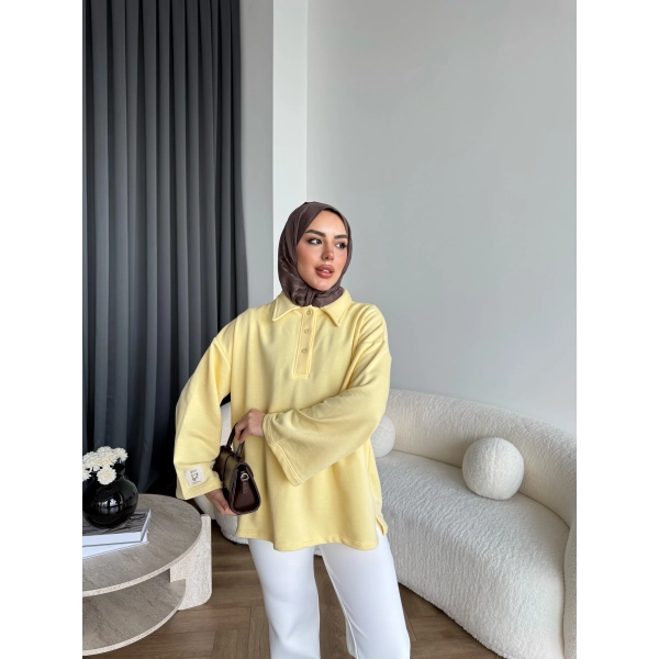 Yds - Petra Düğmeli Sweatshırt - Sarı