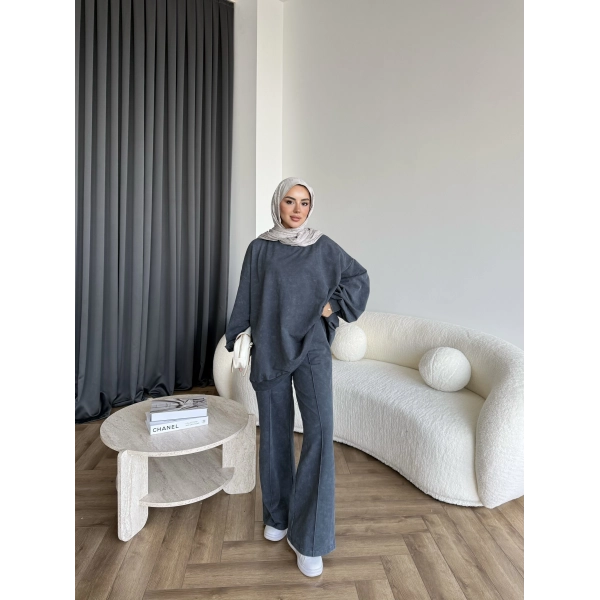 Yıkamalı Eşofman Takım - Antrasit