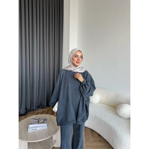 Yıkamalı Eşofman Takım - Antrasit