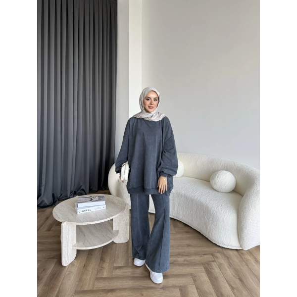 Yıkamalı Eşofman Takım - Antrasit