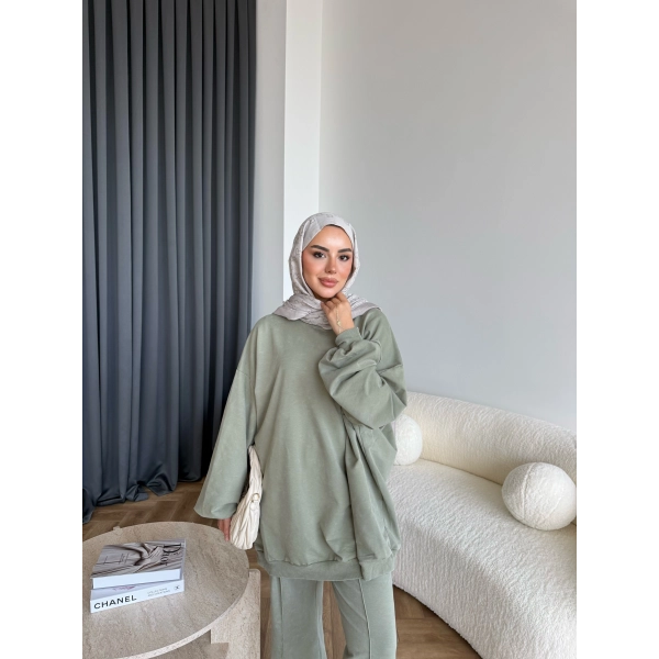 Yıkamalı Eşofman Takım - Yeşil