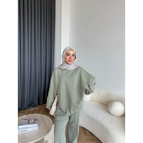 Yıkamalı Eşofman Takım - Yeşil