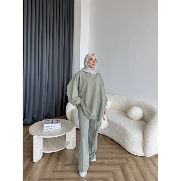 Yıkamalı Eşofman Takım - Yeşil