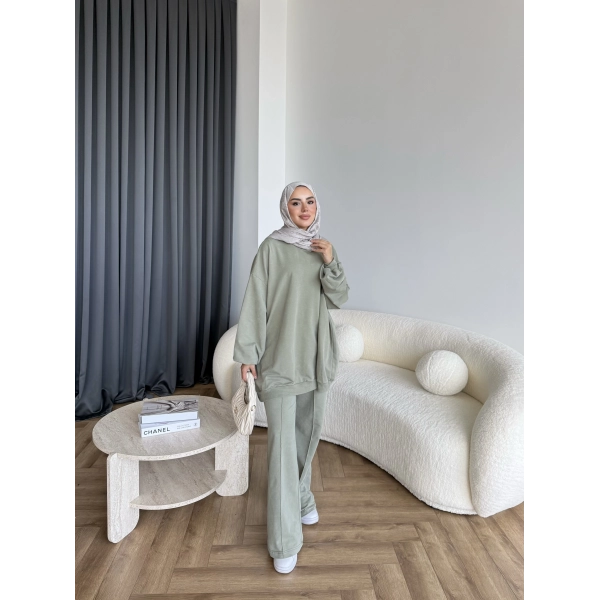 Yıkamalı Eşofman Takım - Yeşil