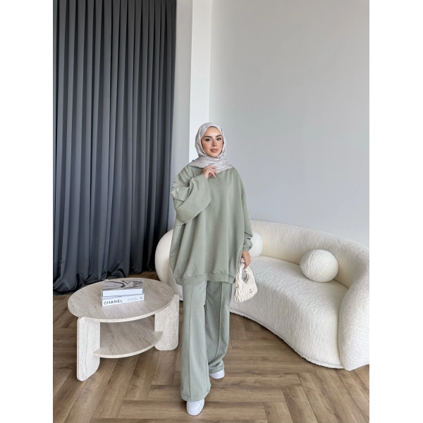 Yıkamalı Eşofman Takım - Yeşil