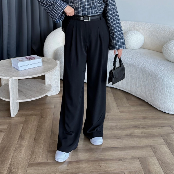 Zeyns Kumaş Palazzo Pantolon - Siyah