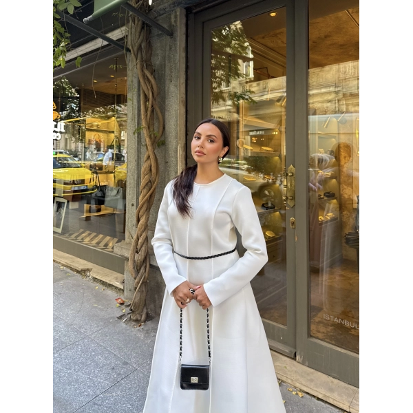 Zühre Puf Elbise - Beyaz