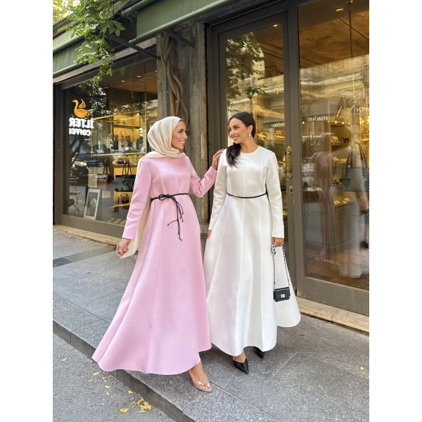 Zühre Puf Elbise - Beyaz